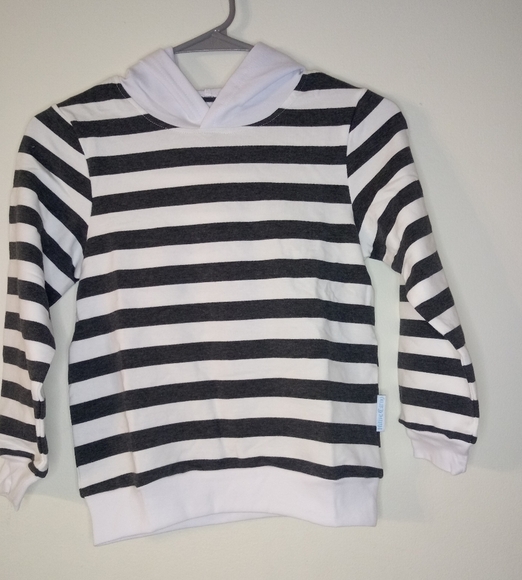 Kids charcoal gray and white striped Hoodie - Picture 6 of 9
